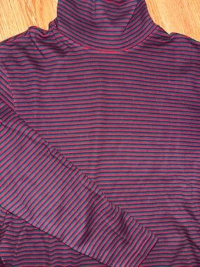 Vintage Striped Turtleneck Long Sleeve Top